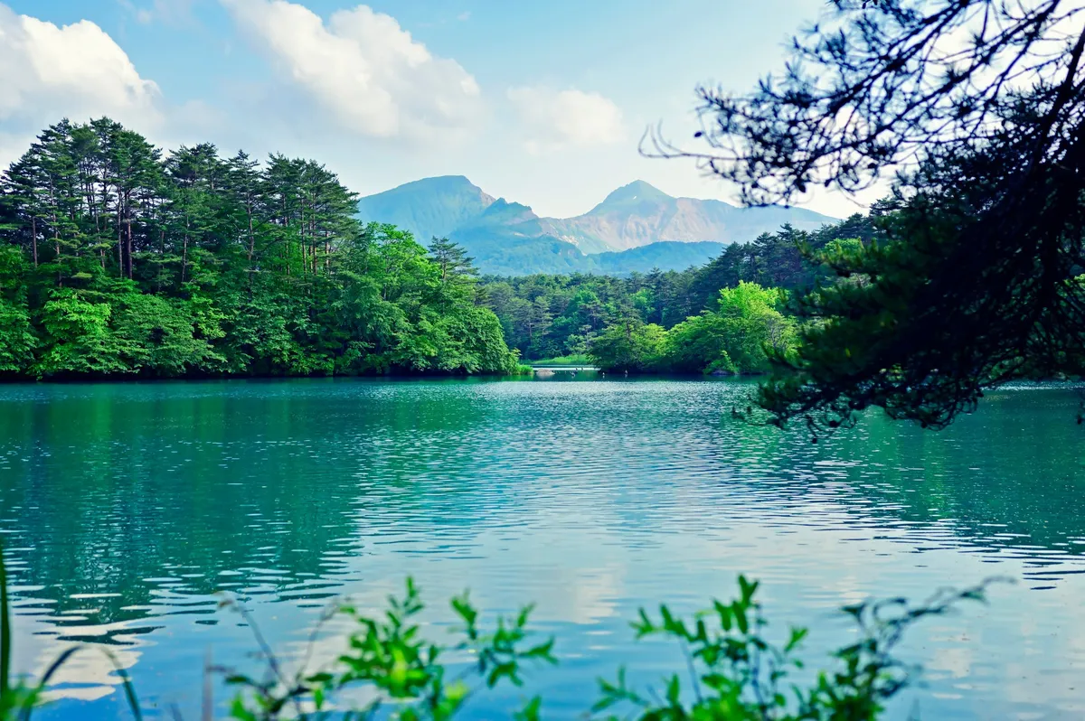 The emerald waters of the Goshikinuma lake district