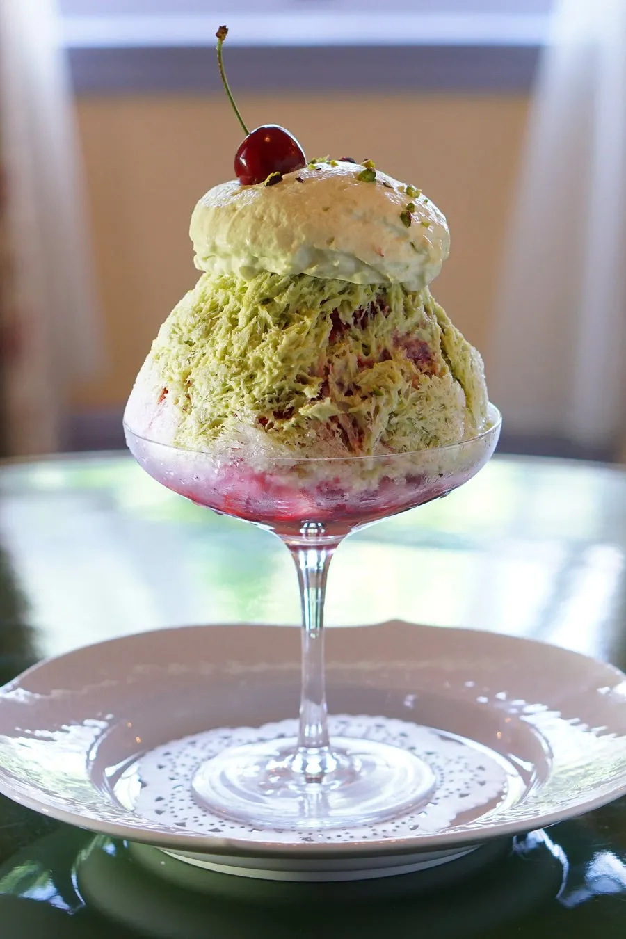 The Cherry Pistachio version with pistachio espuma