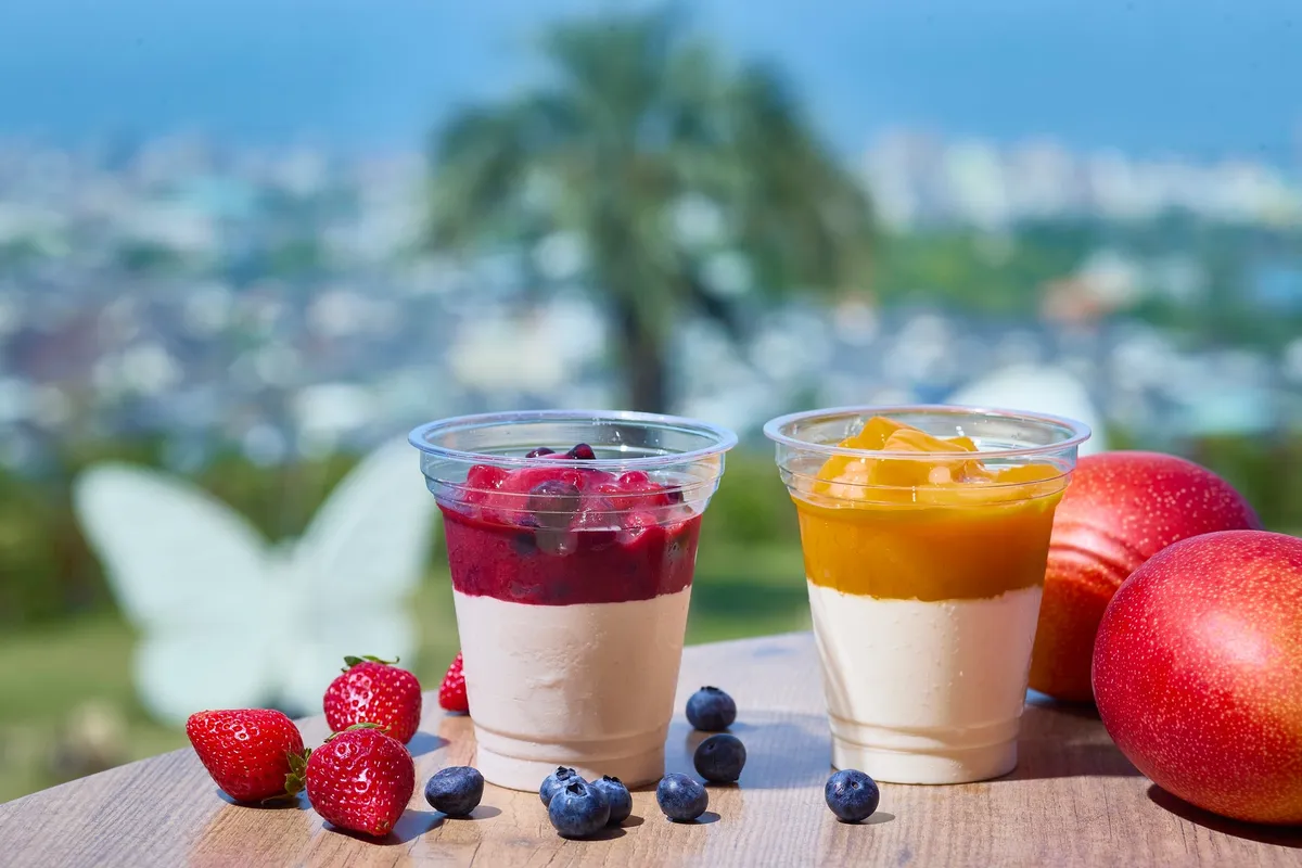 Frozen desserts served with a view of Beppu