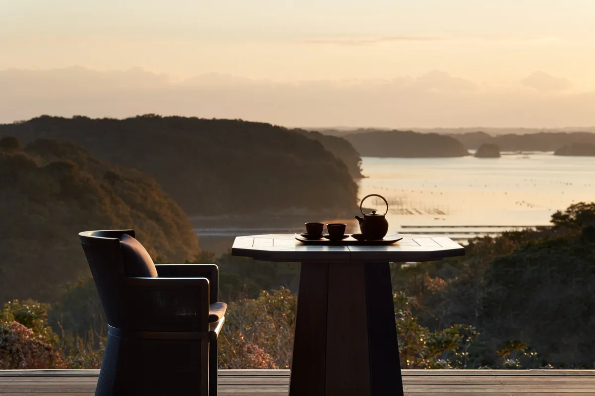 Sunset views over the islet-dotted waters of Ago Bay from a private terrace