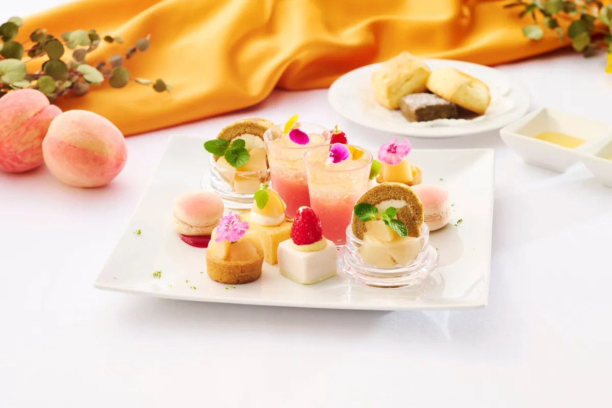 Selection of peach-themed sweets