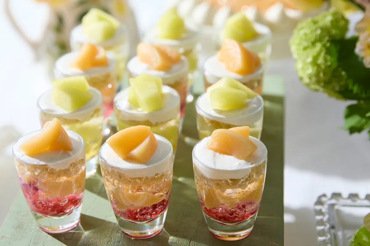 Assorted fruit verrines in glass