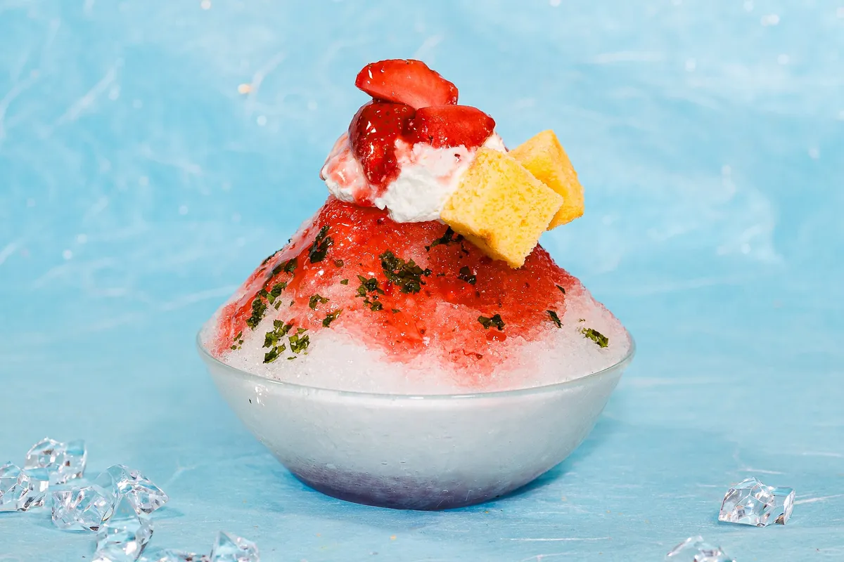 Strawberry and shiso shaved ice