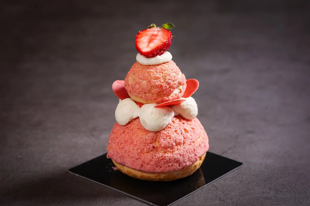 The Religieuse au Fraises with strawberry and yuzu