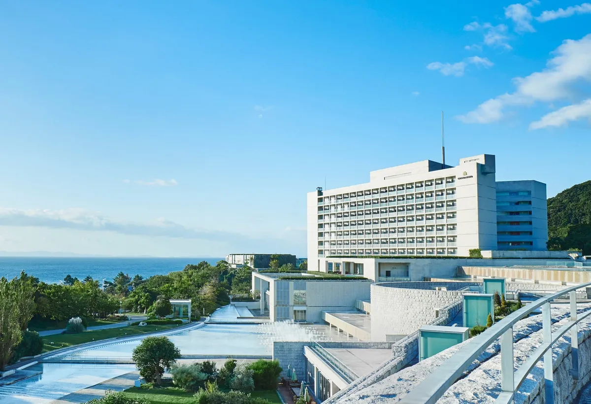 Modern hotel architecture by the sea