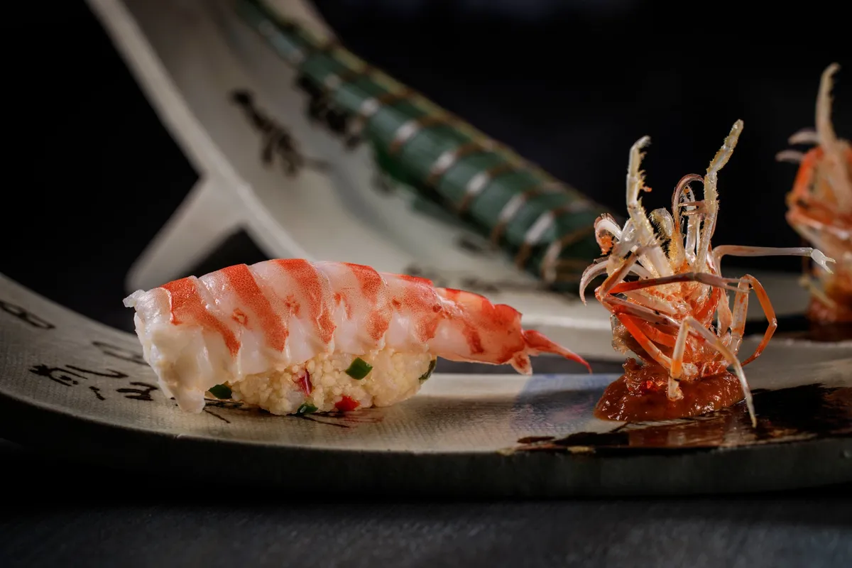 Couscous sushi with kuruma prawn