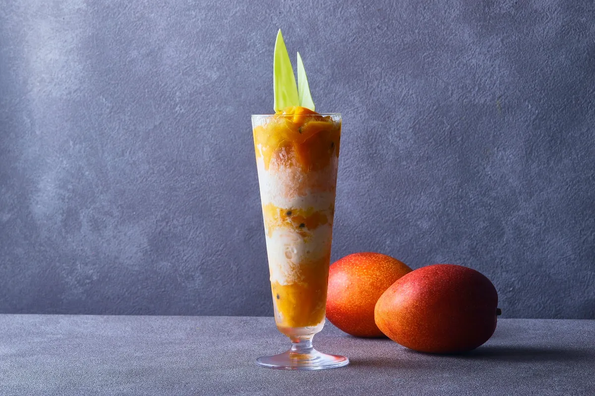 The Exotic parfait with mango and passion fruit