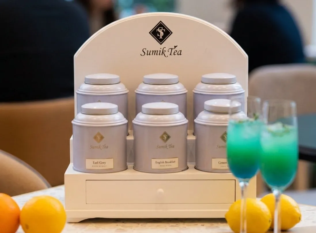 Sumik Tea display tins