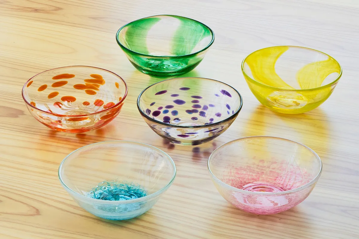 Handmade colorful glass bowls