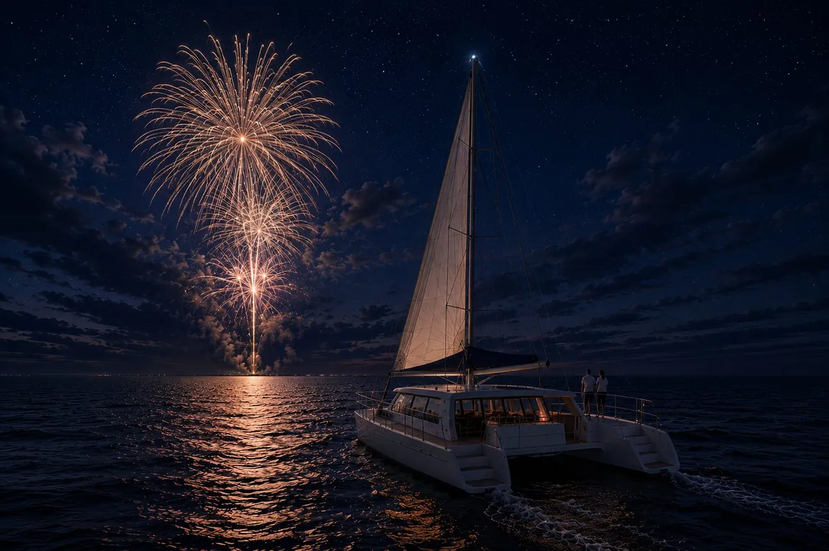 Fireworks viewed from a boat