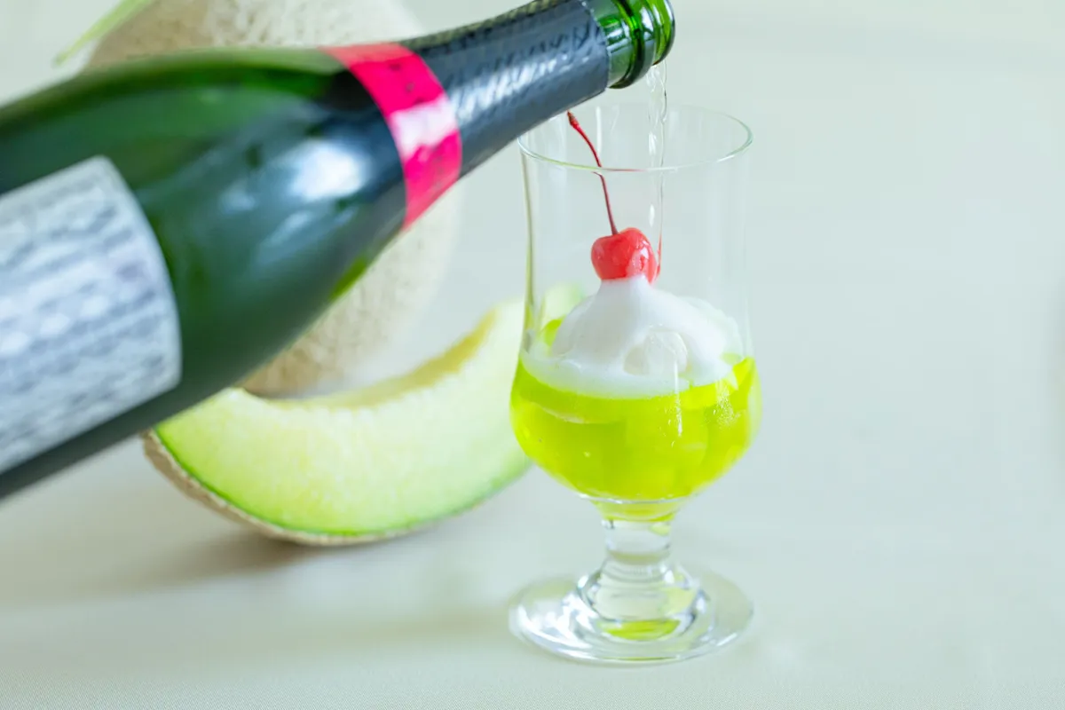 Melon Soda Parfait with champagne