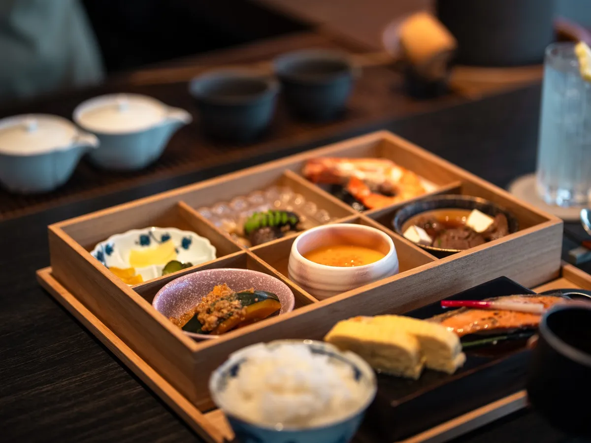 Traditional Japanese gozen breakfast set