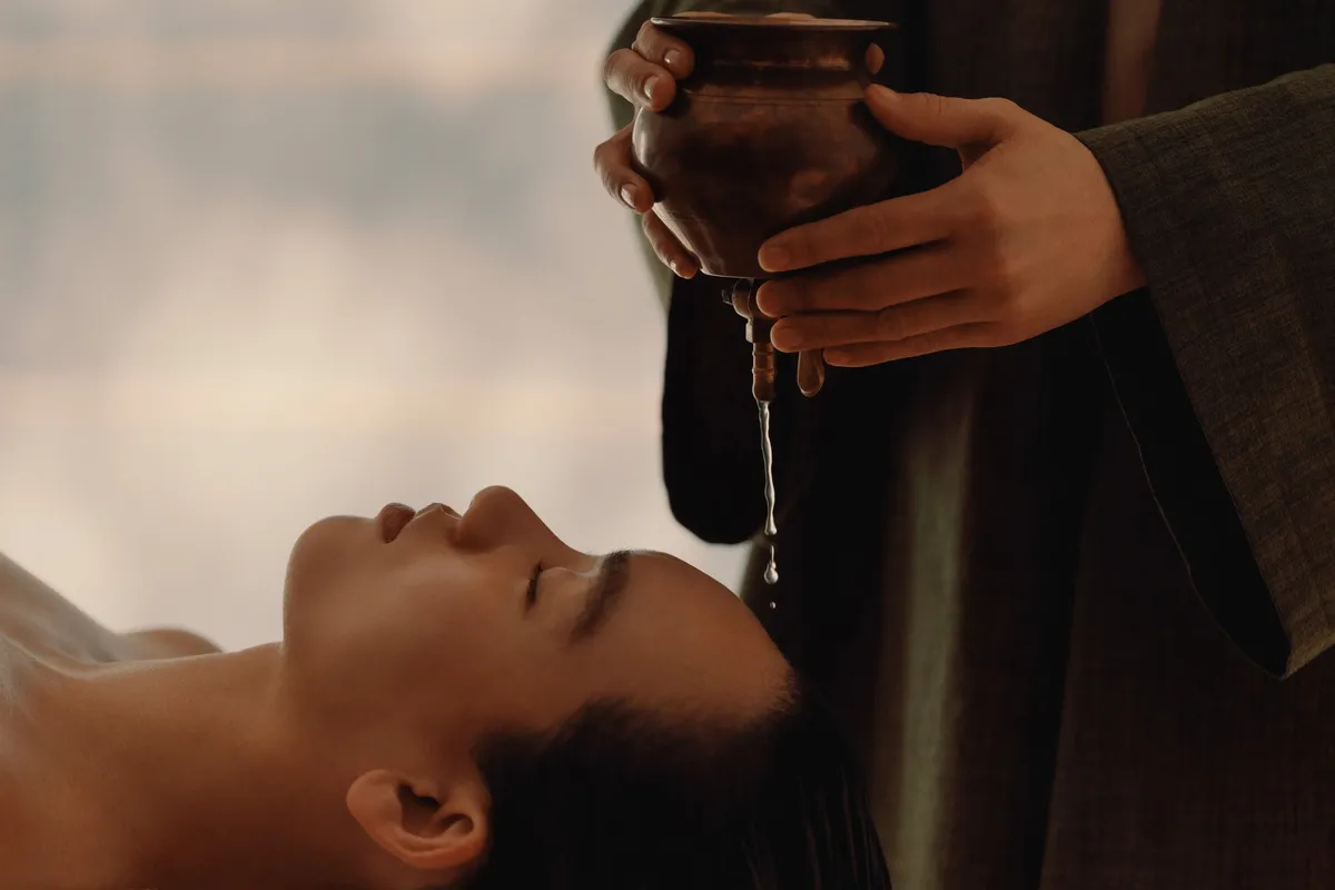 The Shirodhara treatment uses warm onsen water as part of the Forest and Water spa journey