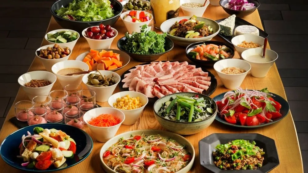 Selection of cold appetizers and salads