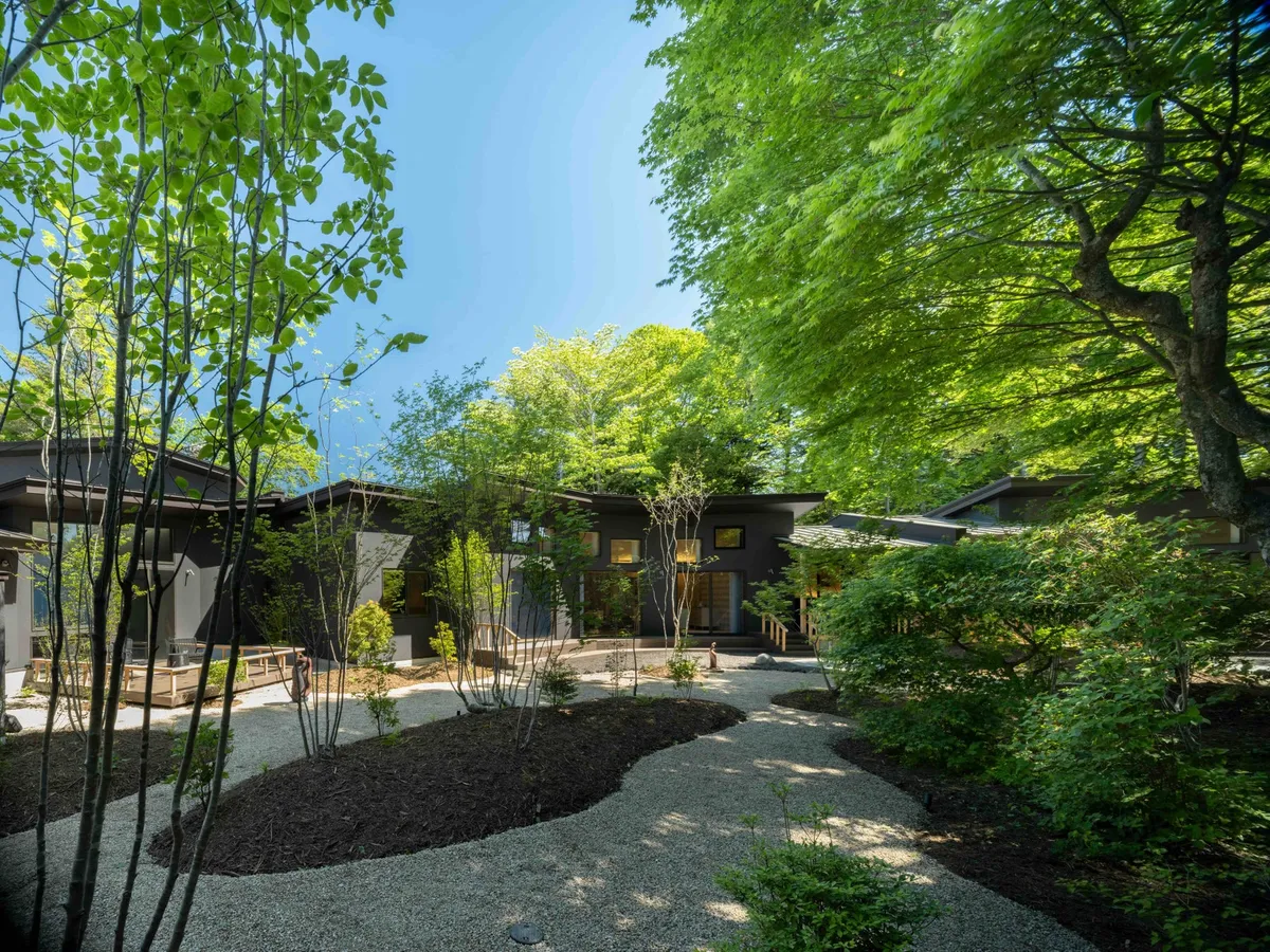 Exterior view of the villas in the forest