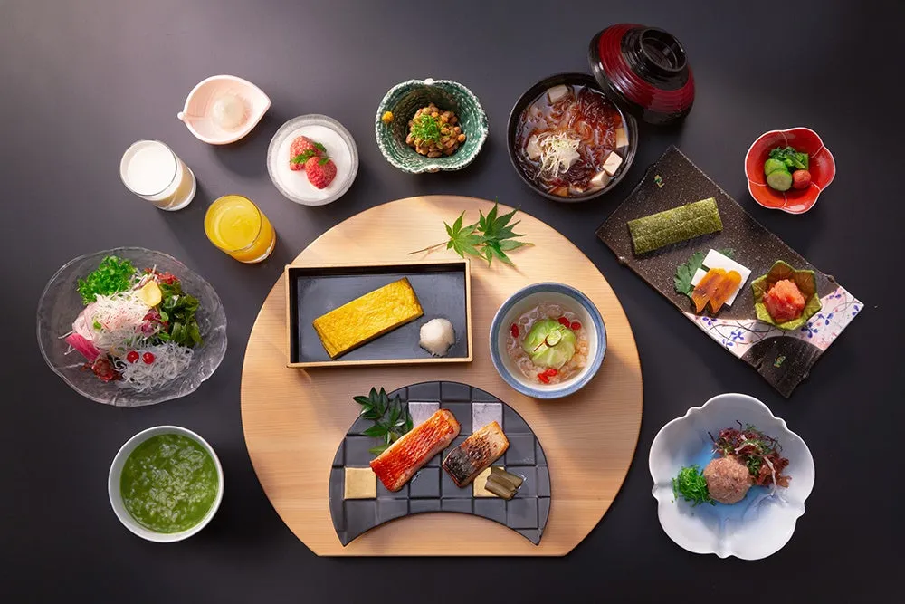 Traditional Japanese breakfast spread