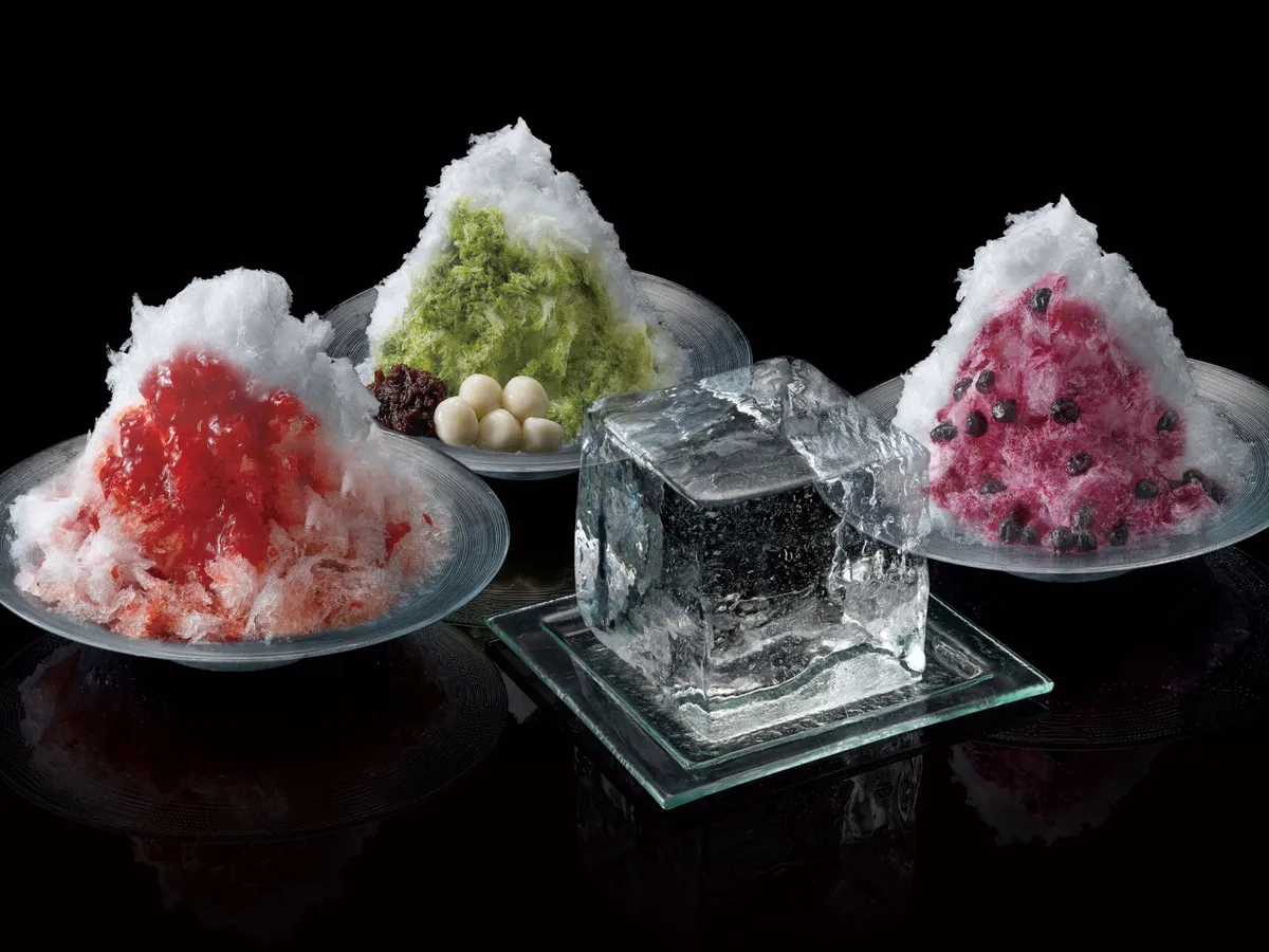 Three varieties of natural ice kakigori