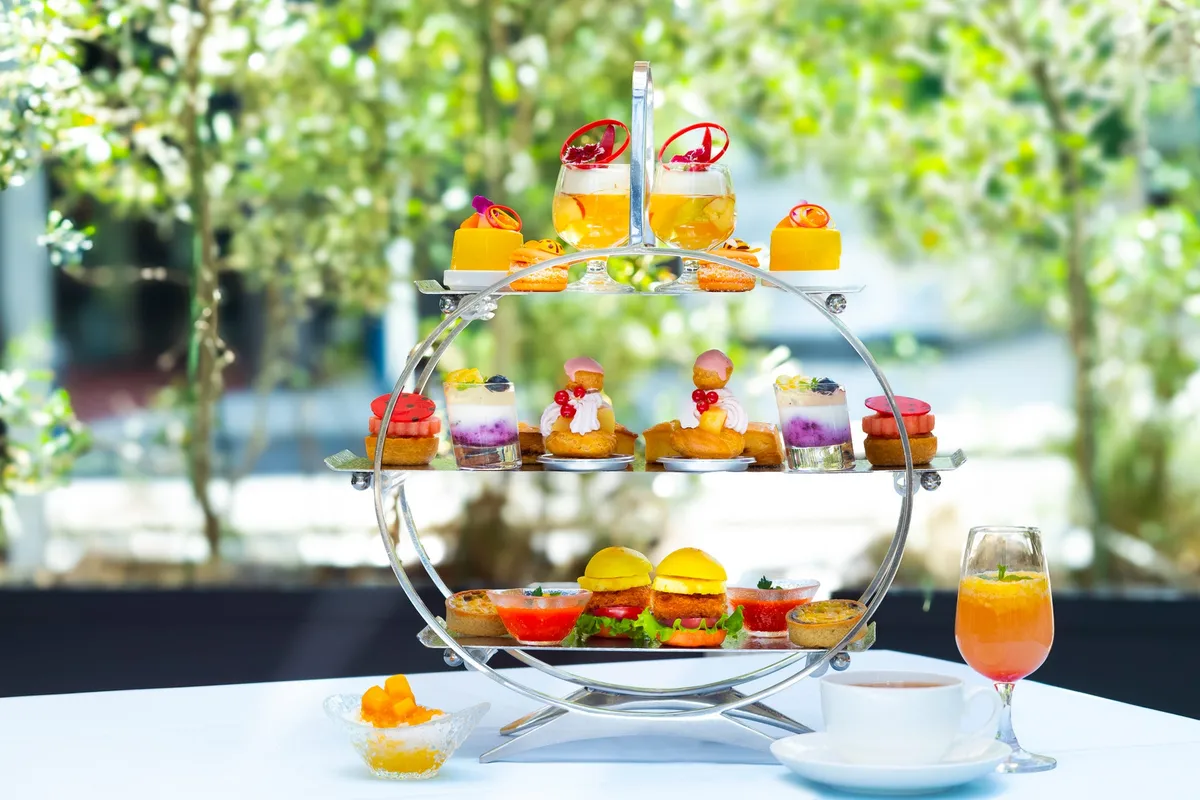 Summer Fruit Afternoon Tea set on a silver stand at Hyatt Regency Yokohama