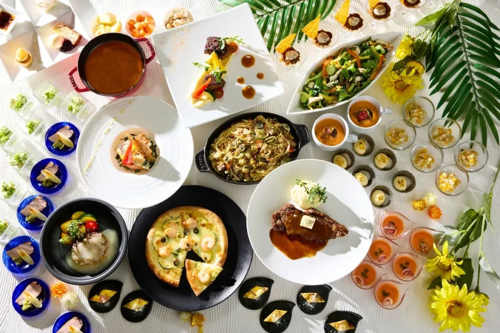 Summer buffet spread at Harmony