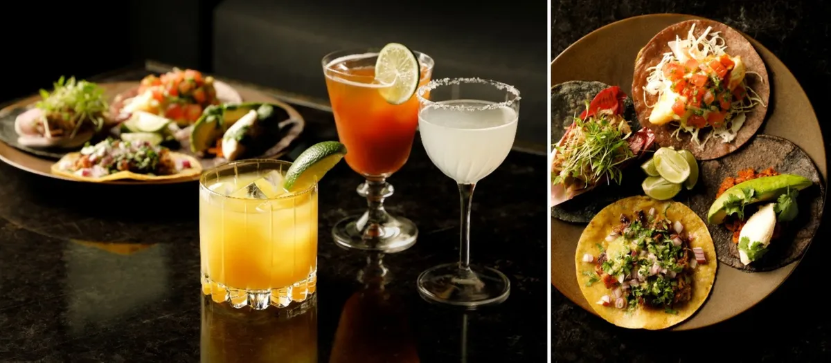 A selection of tacos and summer cocktails at The Lounge by Aman