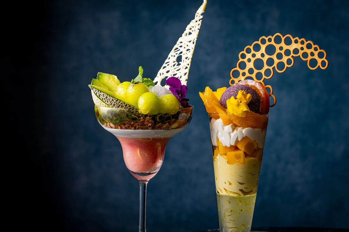 The Golden Riviera and Blush Lagoon summer parfaits at Hilton Tokyo