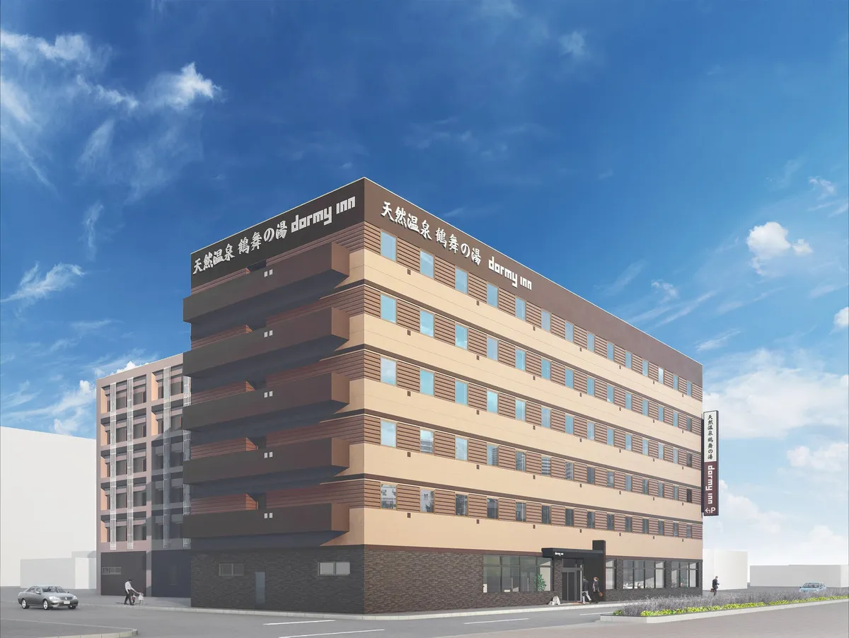 Exterior view of the six-story Dormy Inn Chitose building