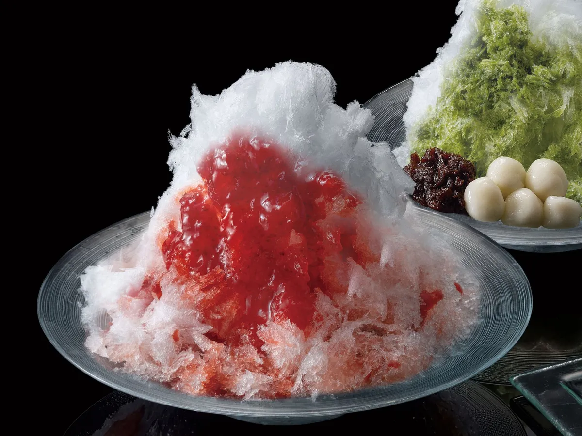 Strawberry shaved ice with syrup
