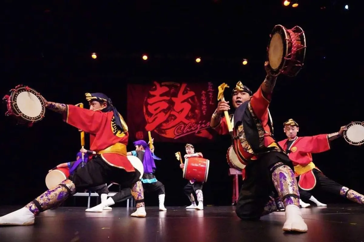 Eisa performers with drums