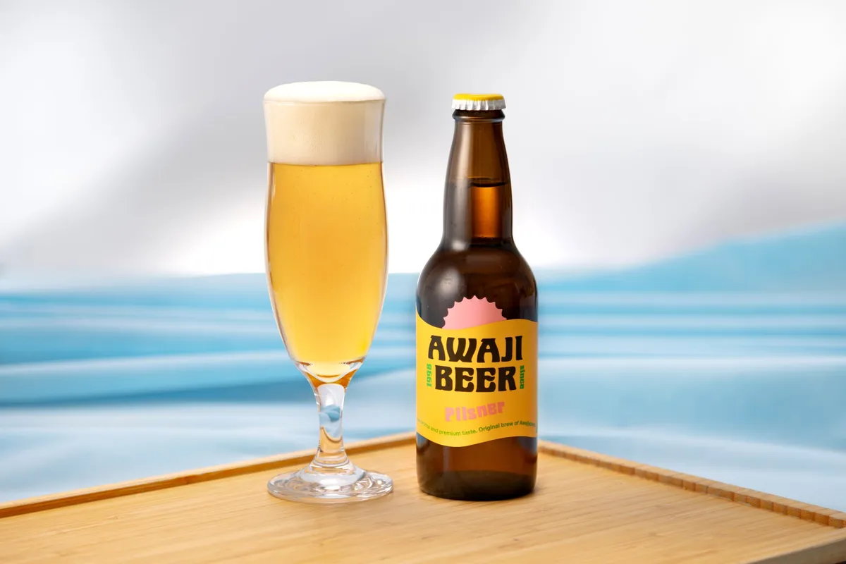 Bottle and glass of AWAJI BEER