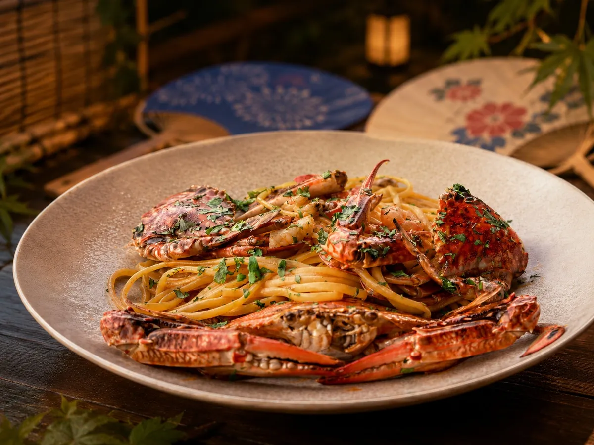 Blue crab and lobster pasta