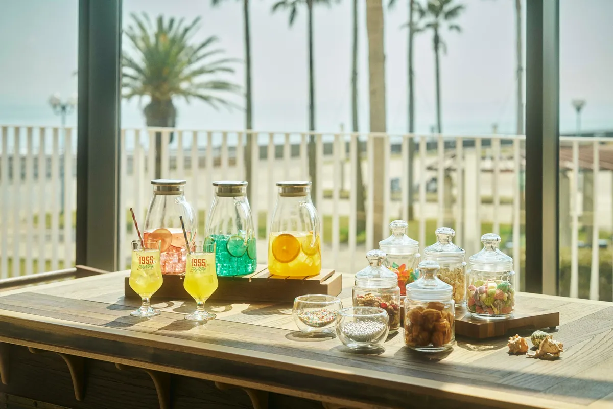 Colorful drinks and toppings at the 1955 Seaside Cafe