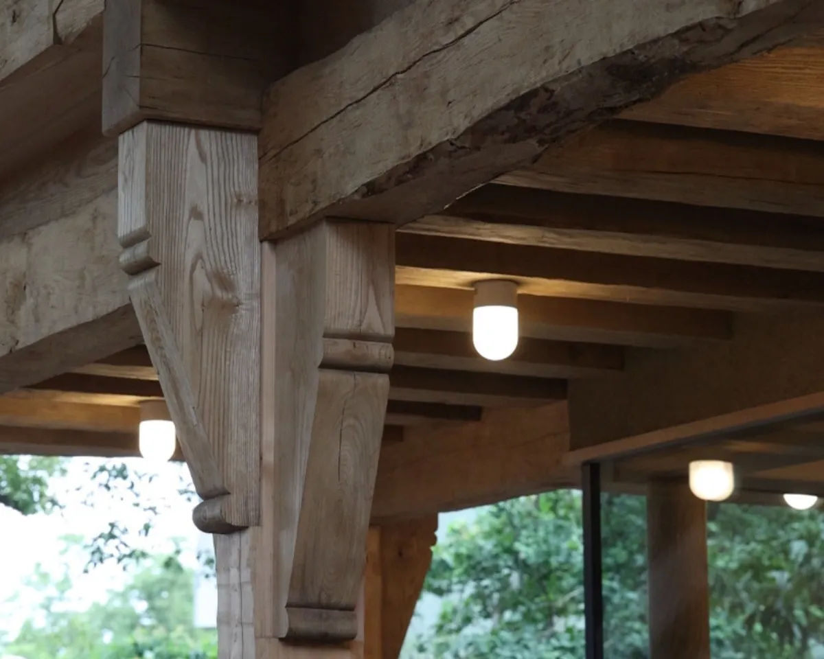 Traditional wooden joinery and hand-carved details