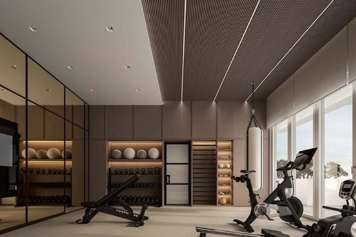 The fitness center with modern exercise equipment