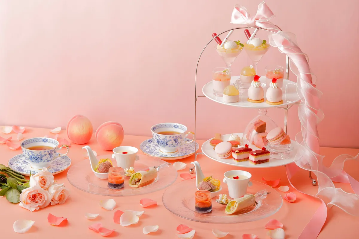 Peach Afternoon Tea with mini shaved ice