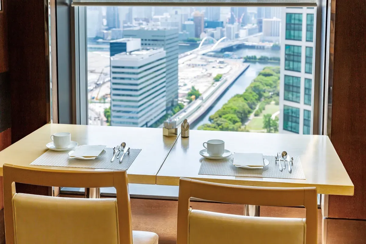 View of Hamarikyu Gardens from the restaurant