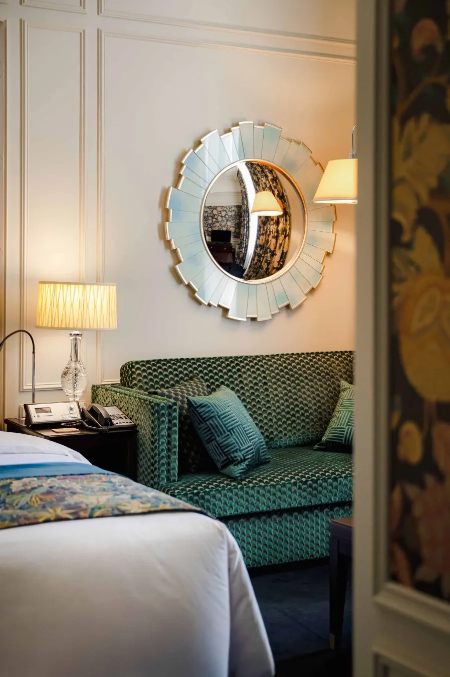 The interior of the JADE concept room featuring botanical patterns