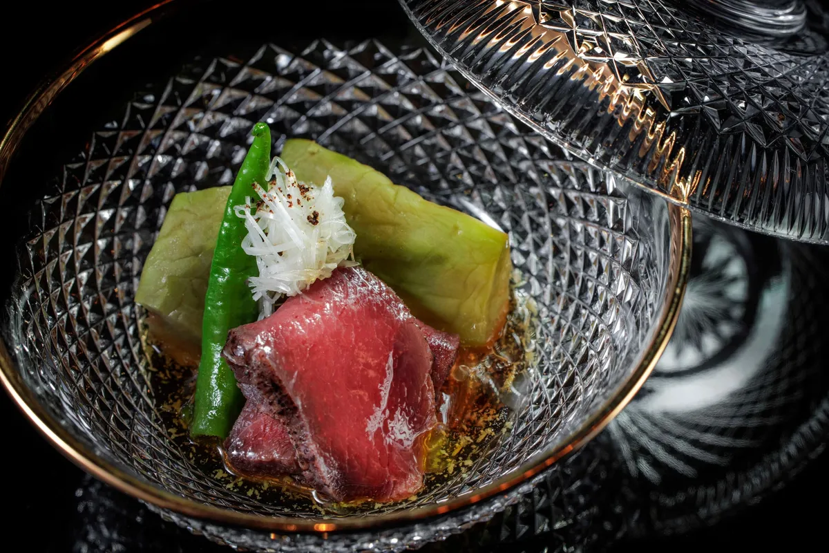 Roasted summer venison with eggplant