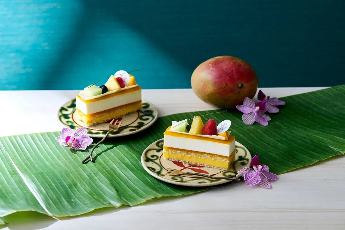 Mango Lychee layered cake