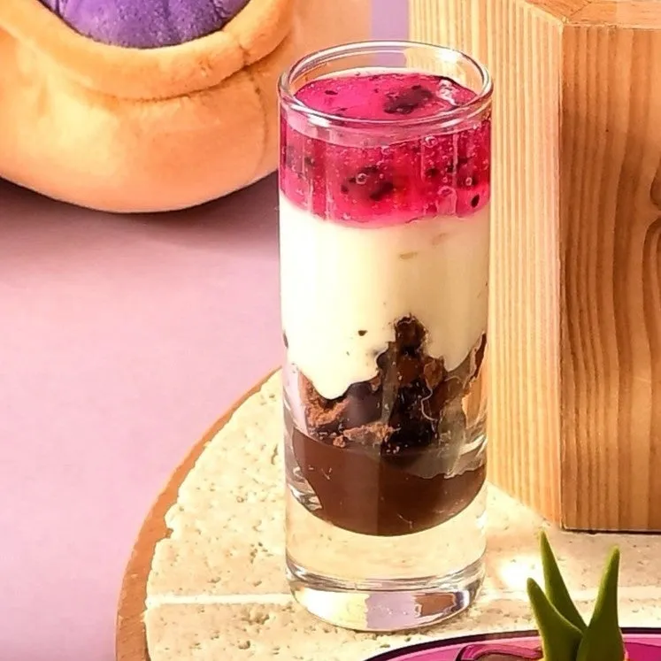 Layered dessert in a glass
