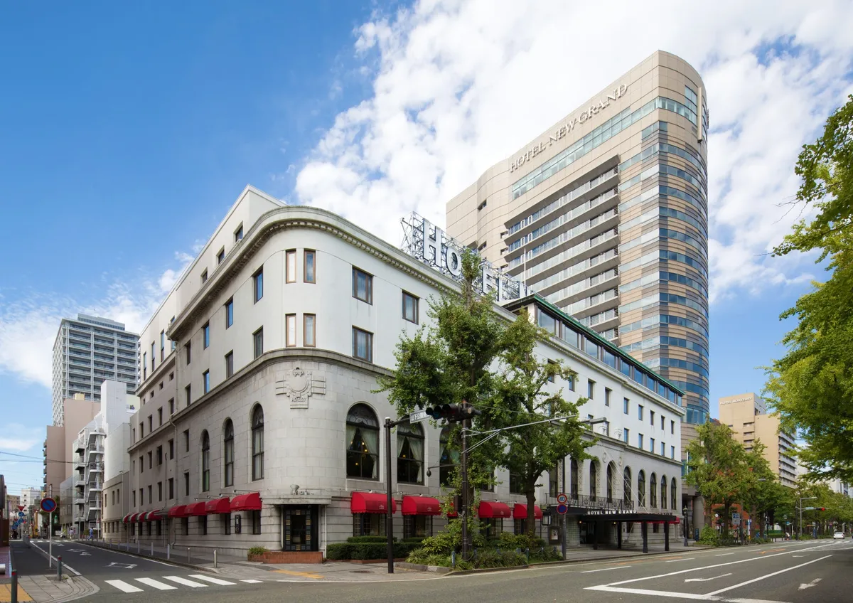 The historic facade of the Hotel New Grand Main Building