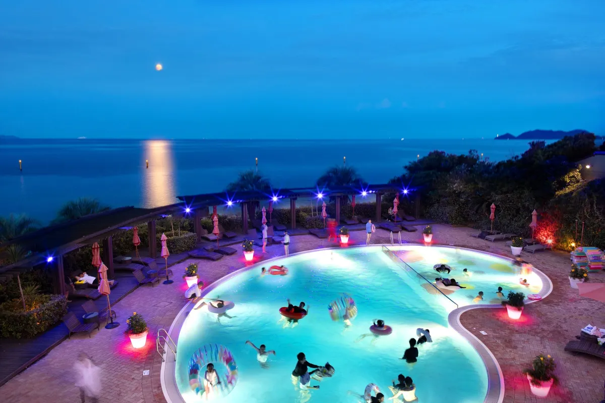 The night pool with views of the Naruto Moon Road