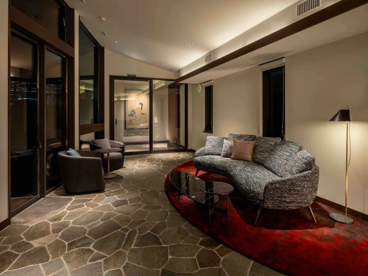 The bar lounge with stone flooring