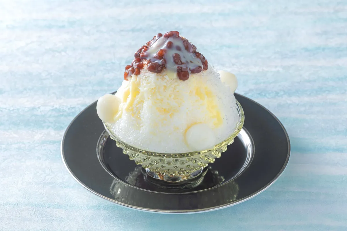 Ogura Shiratama shaved ice with condensed milk and dango.
