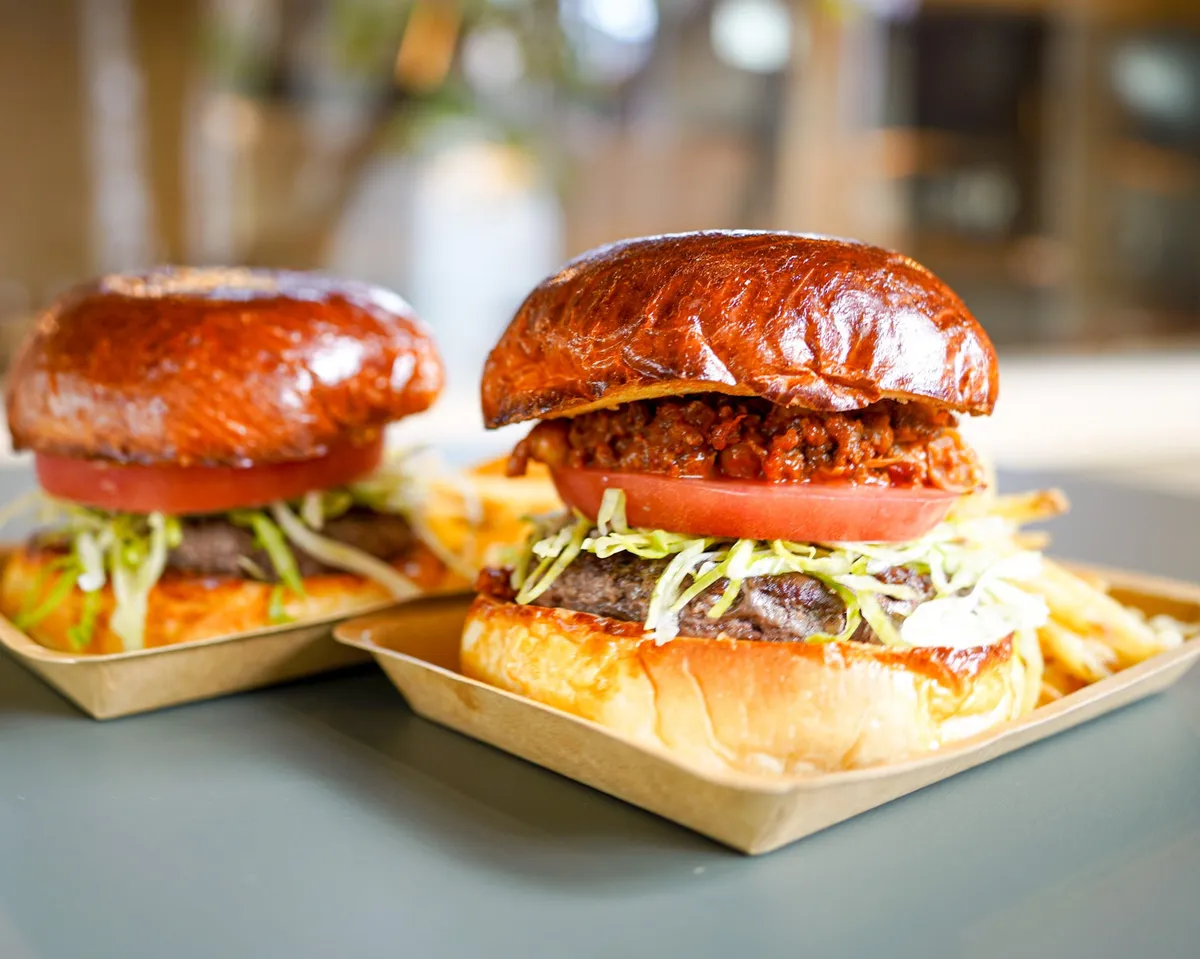 The Homemade Meat Sauce Burger with specialty buns