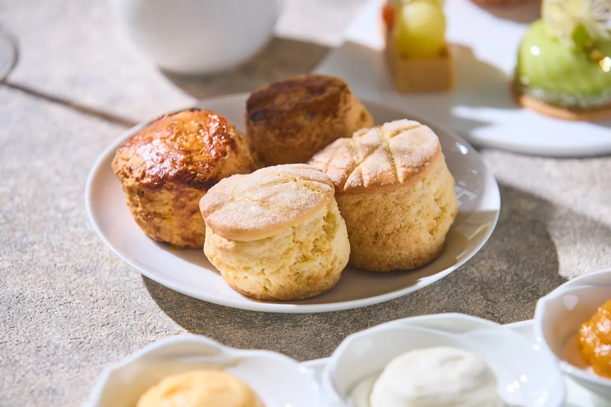 Scones including a lattice-patterned melon-pan style