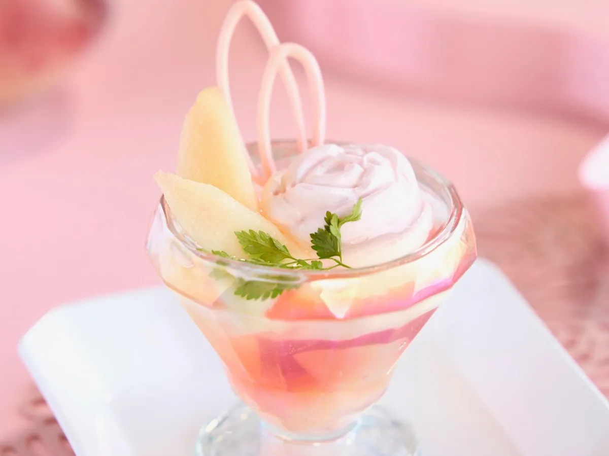 Peach jelly dessert glass