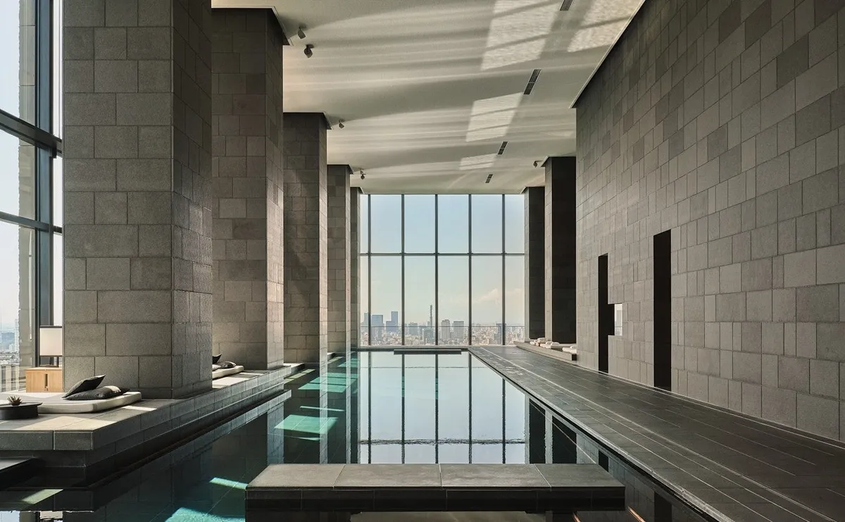 The high-ceilinged interior of Aman Tokyo