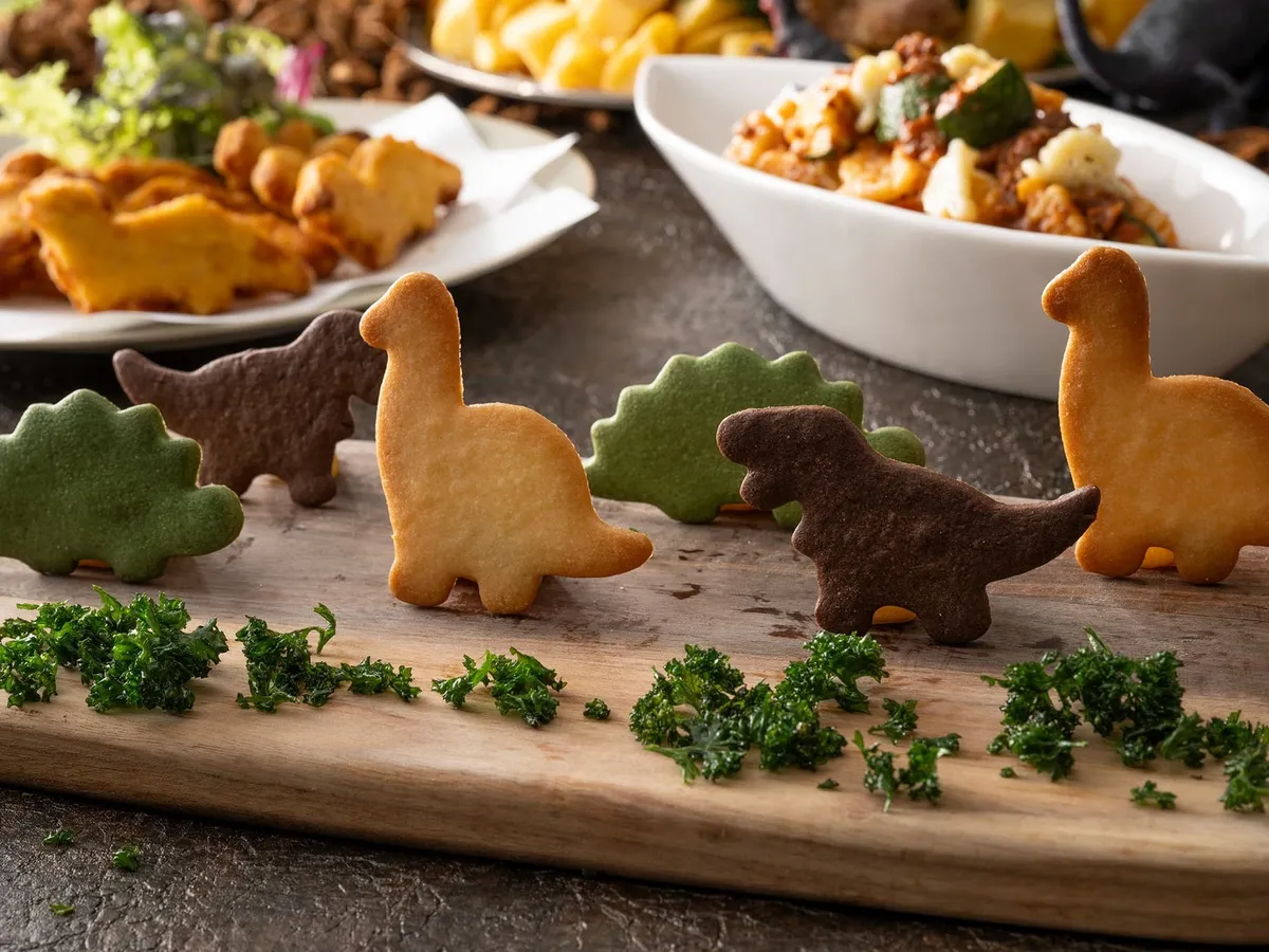 Dinosaur-shaped cookies