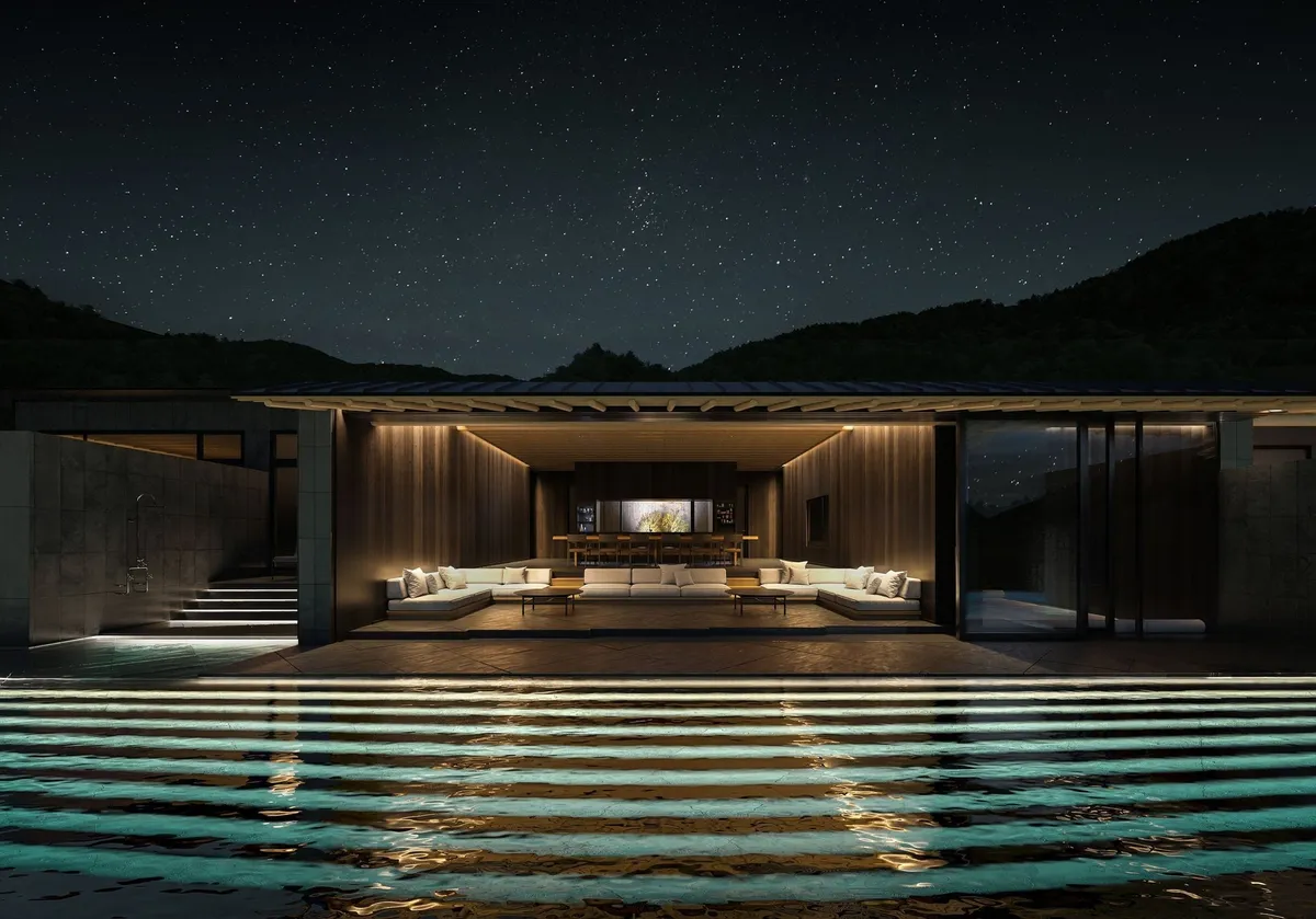 Penthouse suite at night