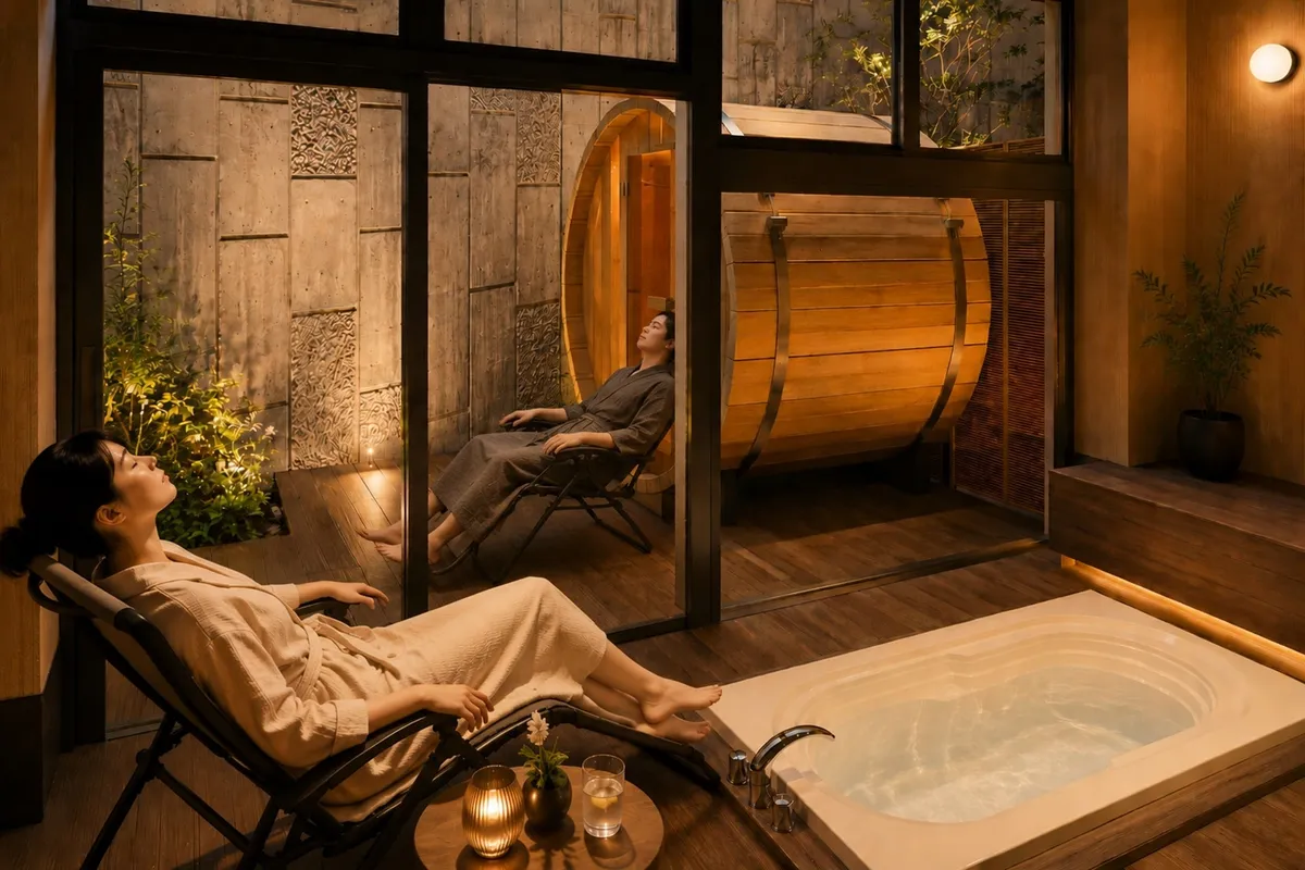 Private relaxation area in a sauna suite